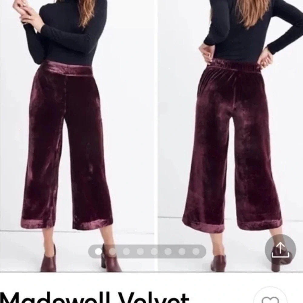 Madewell Velvet Pants Huston Pull-On Cropped Pants - Picture 2 of 6